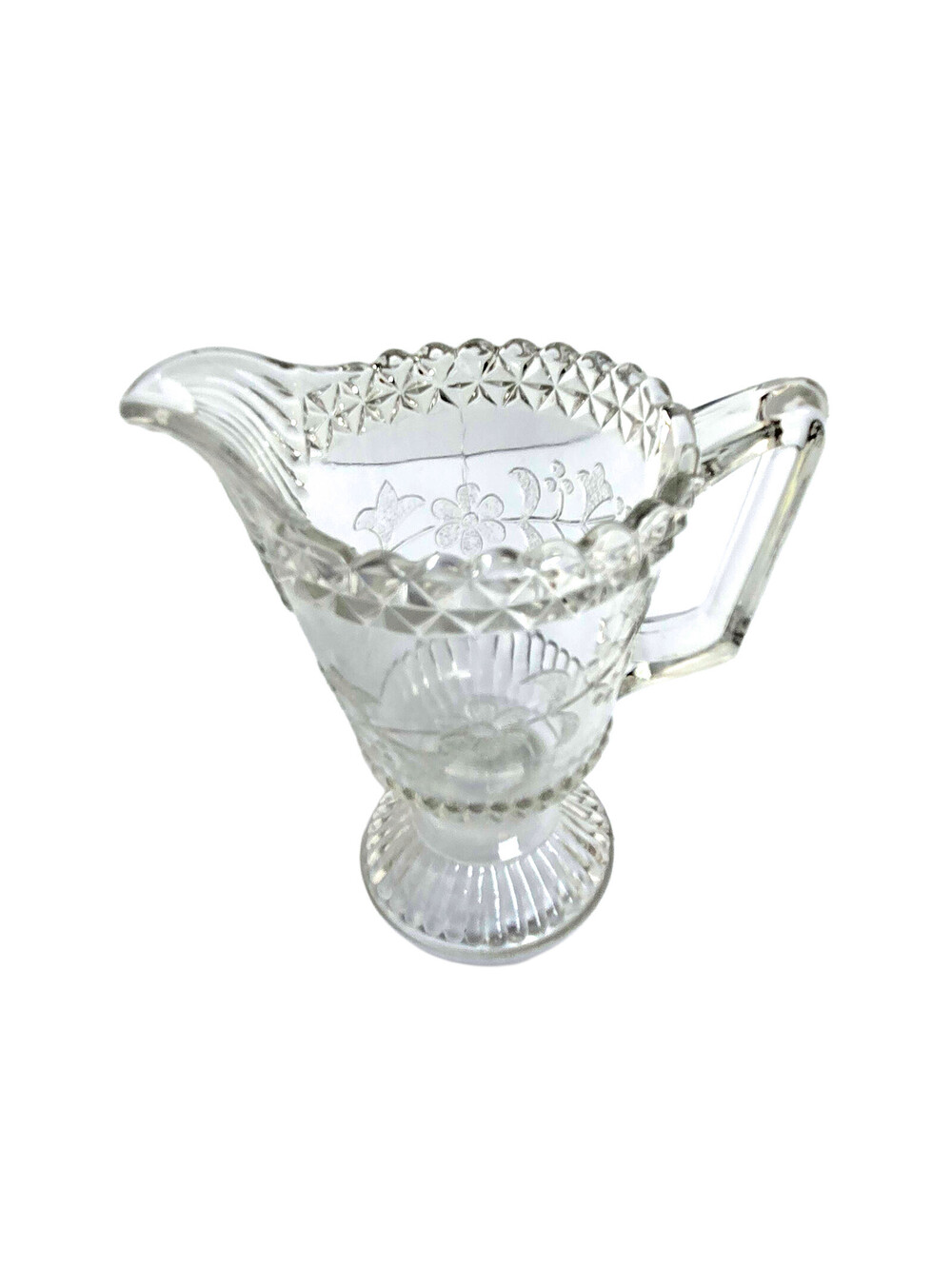 EAPG Adams Wildflower Clear Footed Cream Pitcher Victorian 1880s